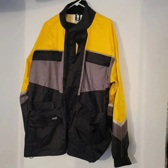 Tourmaster Motorcycle Rain Jacket Mens Yellow Black Lined Vented Sz XL 4 Pockets - Picture 3 of 13